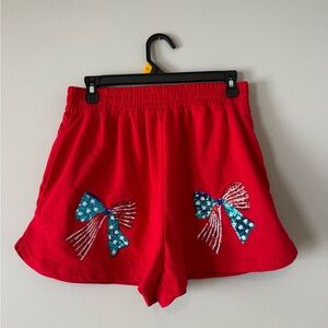 Fantastic Fawn Red Shorts with Bow Design